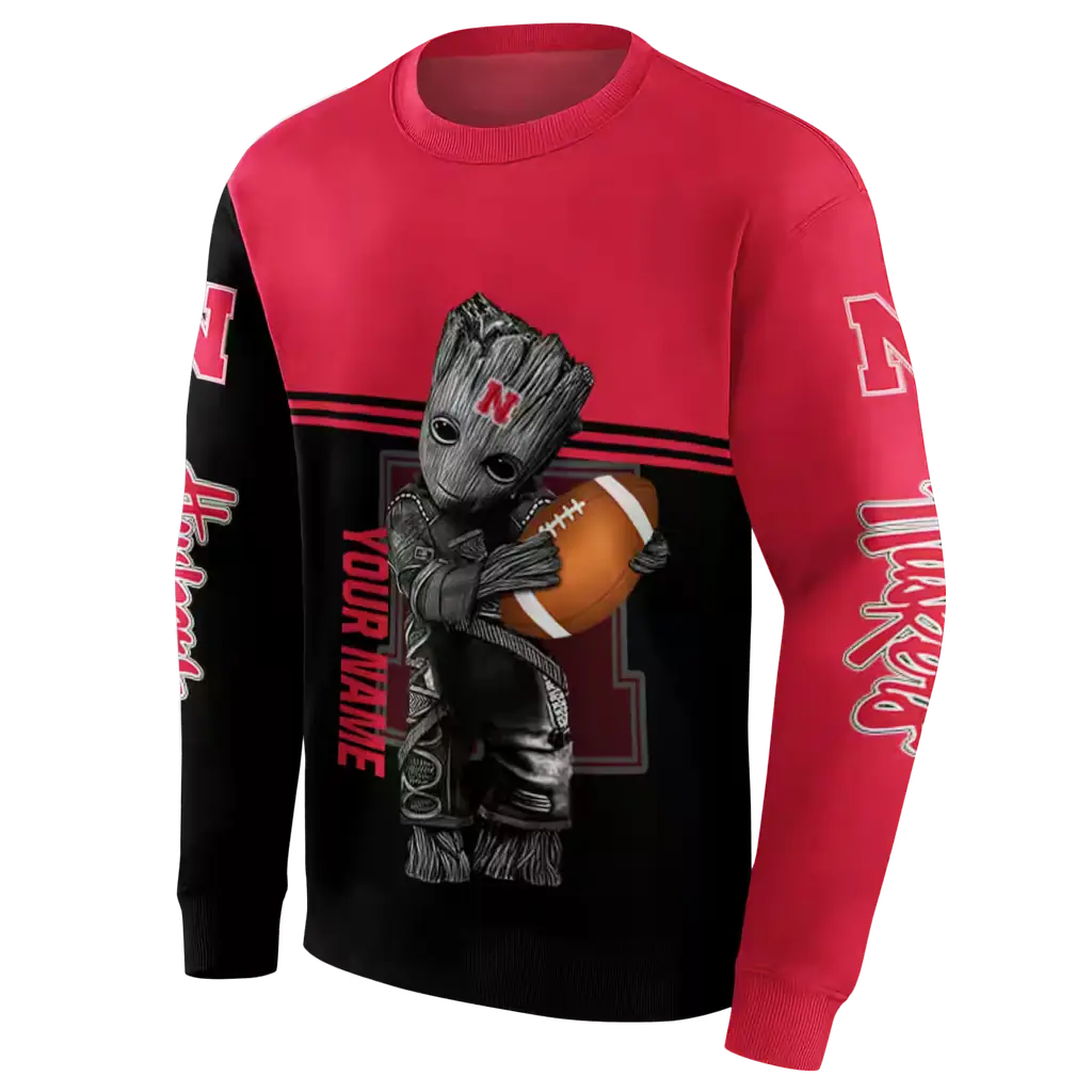 personalized nebraska cornhuskers baby groot red black hoodie new arrival personalized nebraska cornhuskers baby groot red black hoodie new arrival