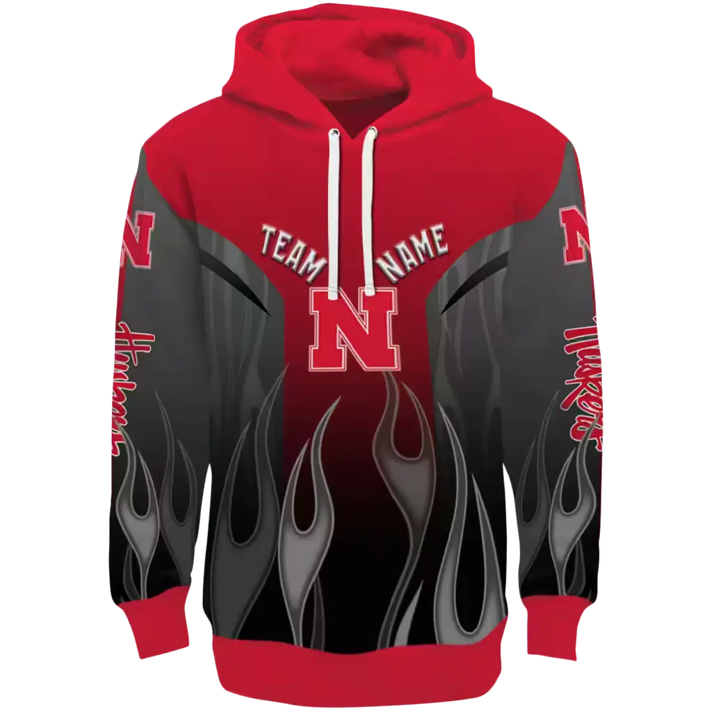 personalized nebraska cornhuskers flame design red hoodie best selling personalized nebraska cornhuskers flame design red hoodie best selling