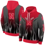 personalized nebraska cornhuskers flame design red hoodie best selling
