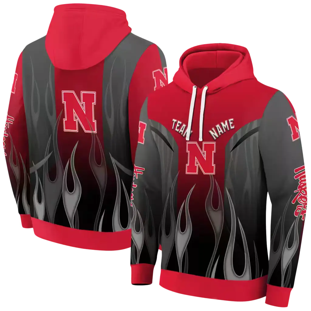 personalized nebraska cornhuskers flame design red hoodie fashion forward personalized nebraska cornhuskers flame design red hoodie fashion forward