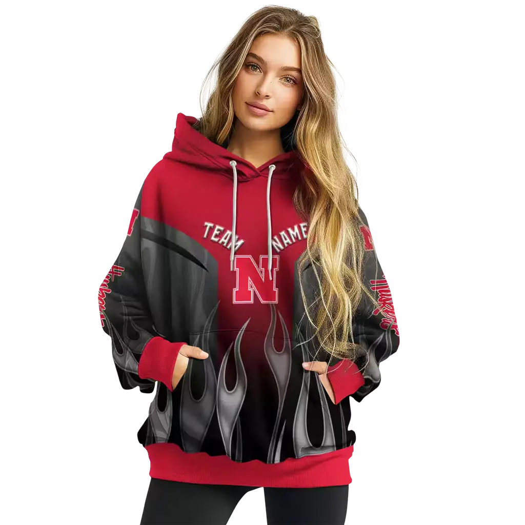 personalized nebraska cornhuskers flame design red hoodie high quality personalized nebraska cornhuskers flame design red hoodie high quality
