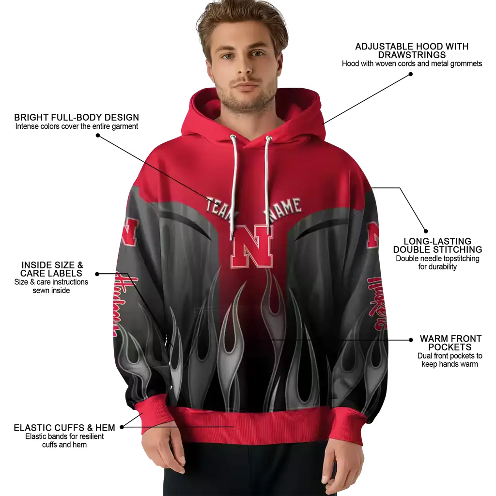 personalized nebraska cornhuskers flame design red hoodie latest model personalized nebraska cornhuskers flame design red hoodie latest model