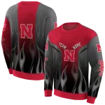 personalized nebraska cornhuskers flame design red hoodie best selling