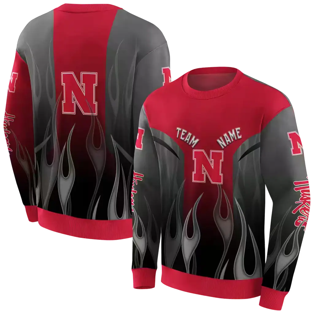 personalized nebraska cornhuskers flame design red hoodie premium grade personalized nebraska cornhuskers flame design red hoodie premium grade