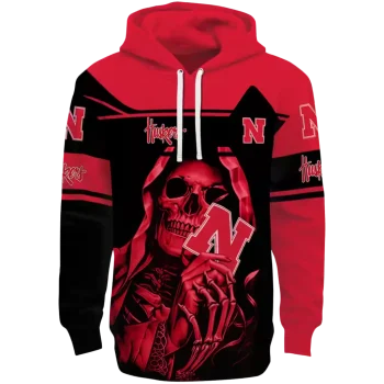 personalized nebraska cornhuskers grim reaper red black hoodie best selling