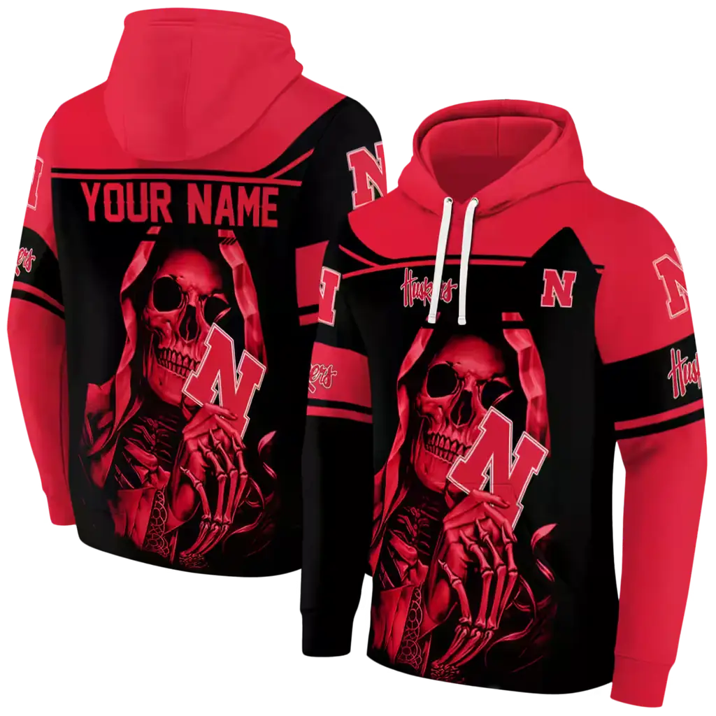 personalized nebraska cornhuskers grim reaper red black hoodie fashion forward personalized nebraska cornhuskers grim reaper red black hoodie fashion forward
