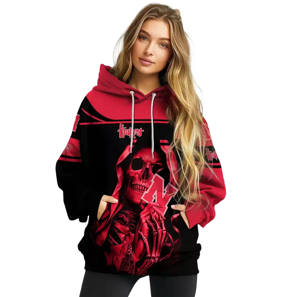 personalized nebraska cornhuskers grim reaper red black hoodie high quality personalized nebraska cornhuskers grim reaper red black hoodie high quality