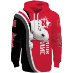 personalized nebraska cornhuskers peeking snoopy red hoodie best selling