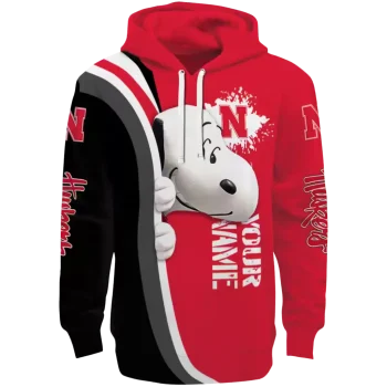 personalized nebraska cornhuskers peeking snoopy red hoodie best selling