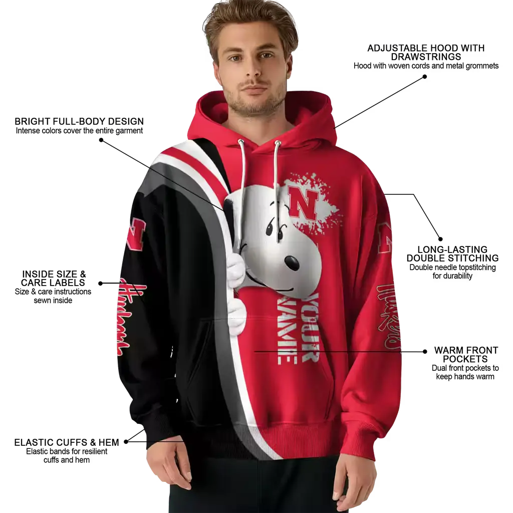 personalized nebraska cornhuskers peeking snoopy red hoodie latest model personalized nebraska cornhuskers peeking snoopy red hoodie latest model