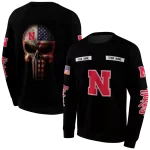 personalized nebraska cornhuskers punisher skull black hoodie best selling