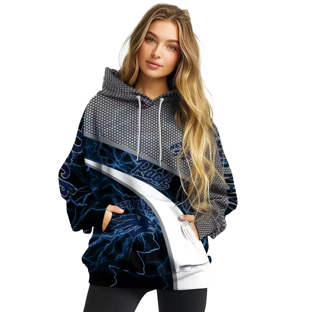 personalized nevada wolf pack hexagonal mesh blue black gray hoodie high quality personalized nevada wolf pack hexagonal mesh blue black gray hoodie high quality