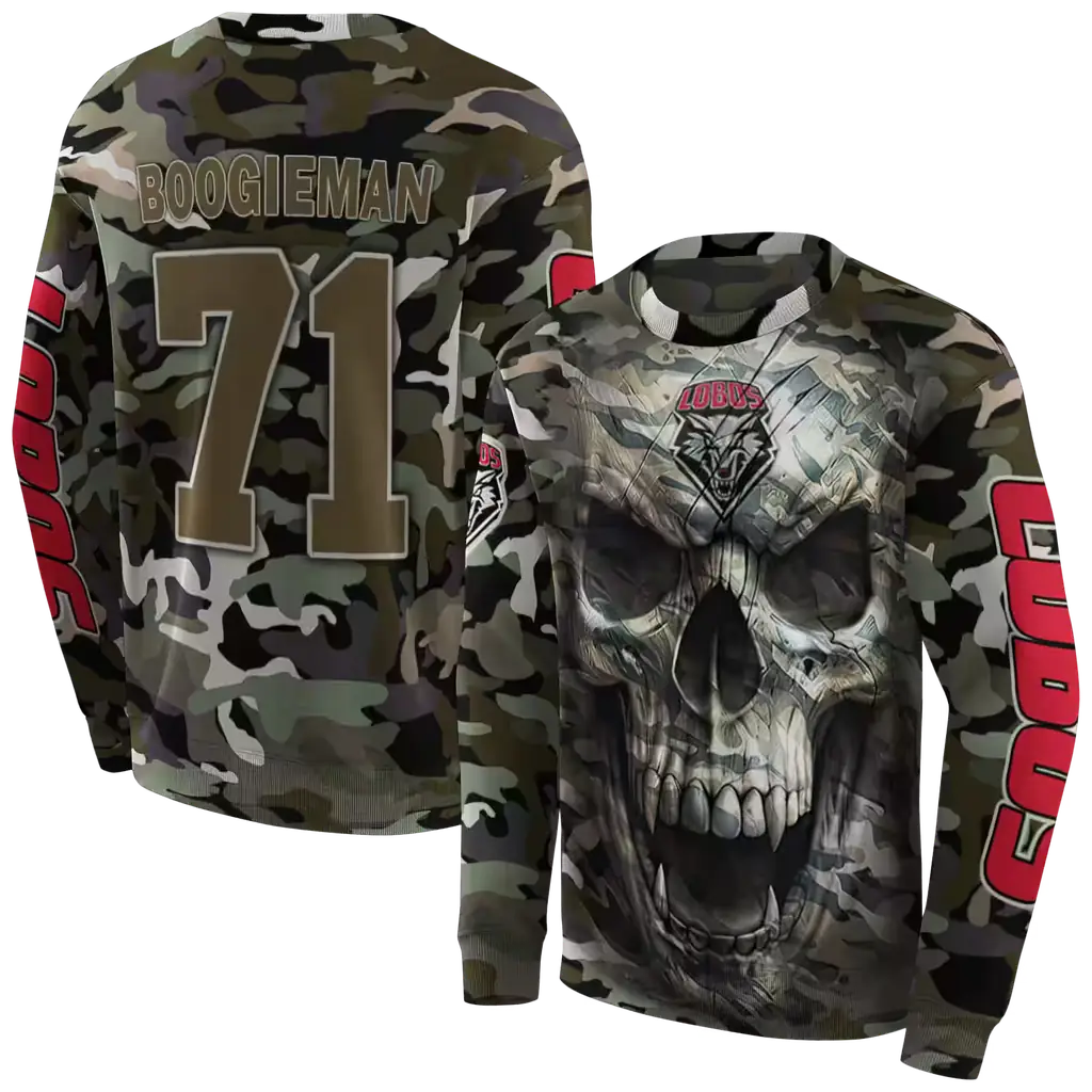 personalized new mexico lobos camo skull hoodie premium grade personalized new mexico lobos camo skull hoodie premium grade