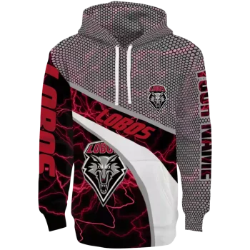 personalized new mexico lobos hexagonal mesh red black gray hoodie best selling