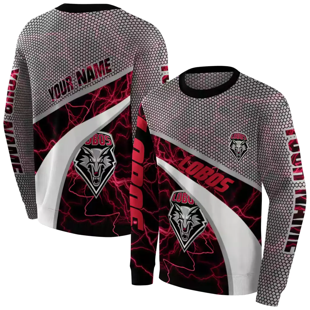 personalized new mexico lobos hexagonal mesh red black gray hoodie premium grade personalized new mexico lobos hexagonal mesh red black gray hoodie premium grade