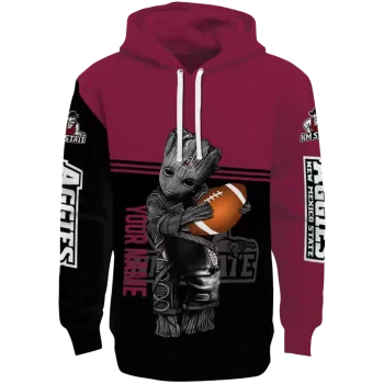personalized new mexico state aggies baby groot crimson black hoodie best selling
