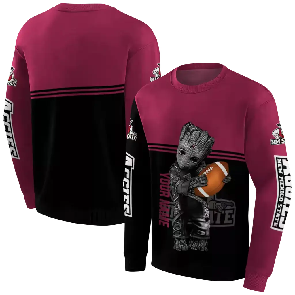 personalized new mexico state aggies baby groot crimson black hoodie premium grade personalized new mexico state aggies baby groot crimson black hoodie premium grade
