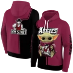 personalized new mexico state aggies baby yoda crimson black hoodie best selling