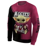 personalized new mexico state aggies baby yoda crimson black hoodie best selling