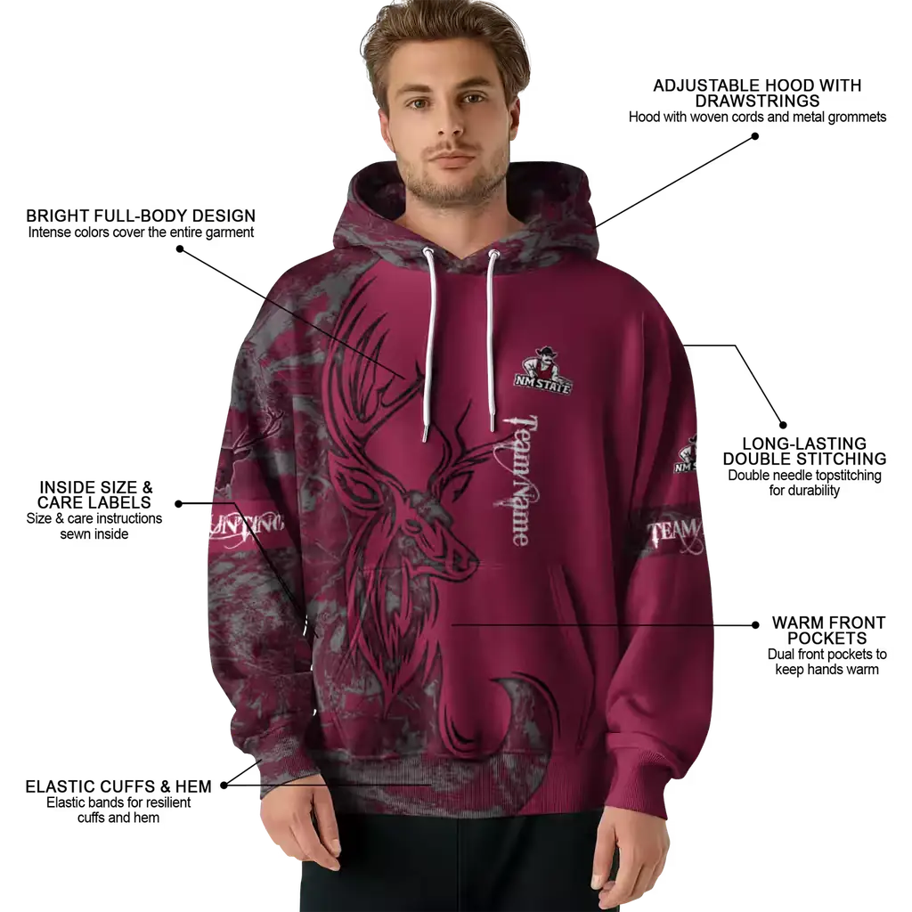 personalized new mexico state aggies deer silhouette crimson hoodie latest model personalized new mexico state aggies deer silhouette crimson hoodie latest model
