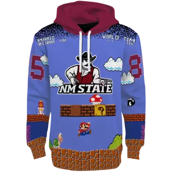 personalized new mexico state aggies mario blue black hoodie best selling