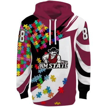 personalized new mexico state aggies puzzle pieces crimson hoodie best selling