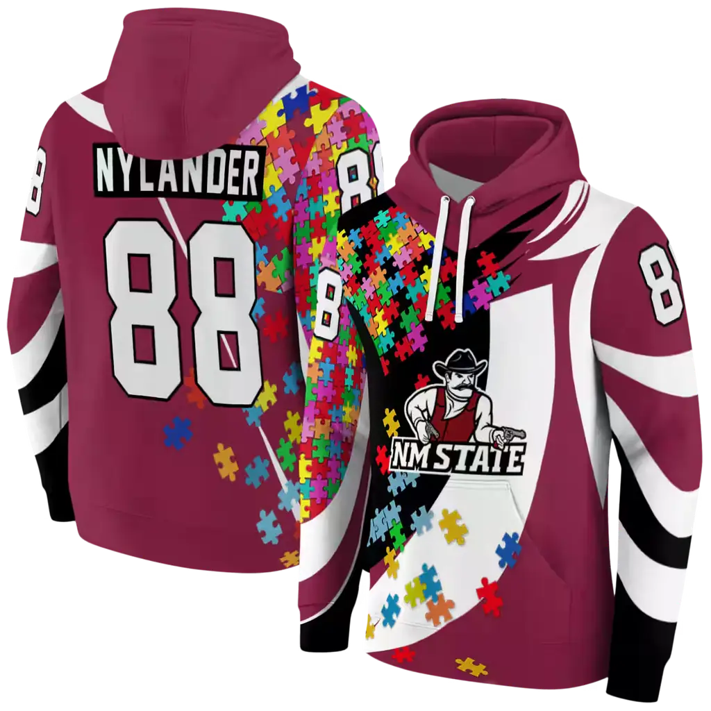 personalized new mexico state aggies puzzle pieces crimson hoodie fashion forward personalized new mexico state aggies puzzle pieces crimson hoodie fashion forward