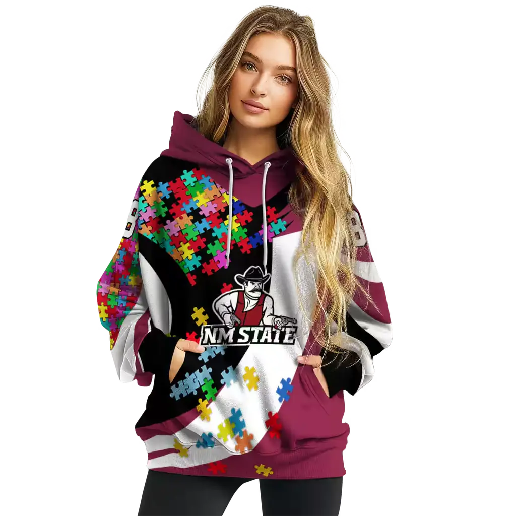 personalized new mexico state aggies puzzle pieces crimson hoodie high quality personalized new mexico state aggies puzzle pieces crimson hoodie high quality