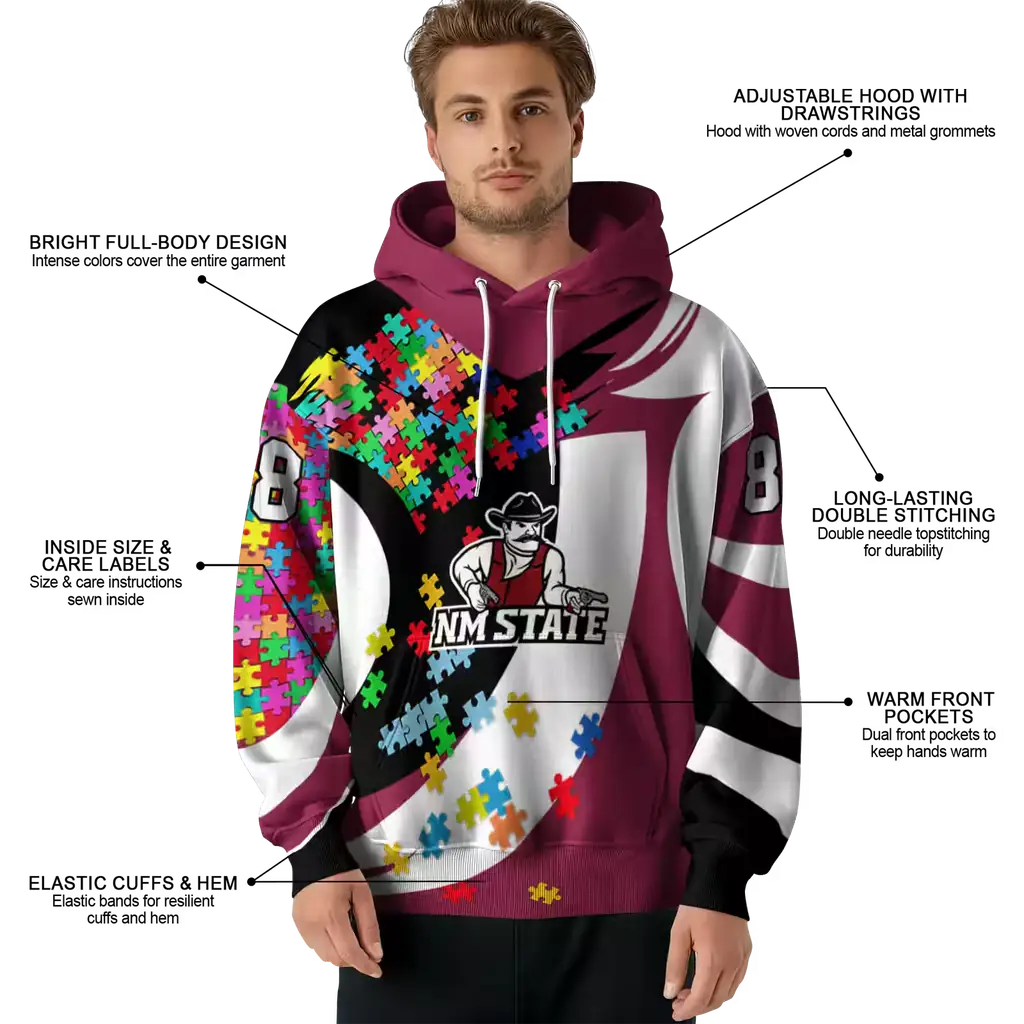 personalized new mexico state aggies puzzle pieces crimson hoodie latest model personalized new mexico state aggies puzzle pieces crimson hoodie latest model