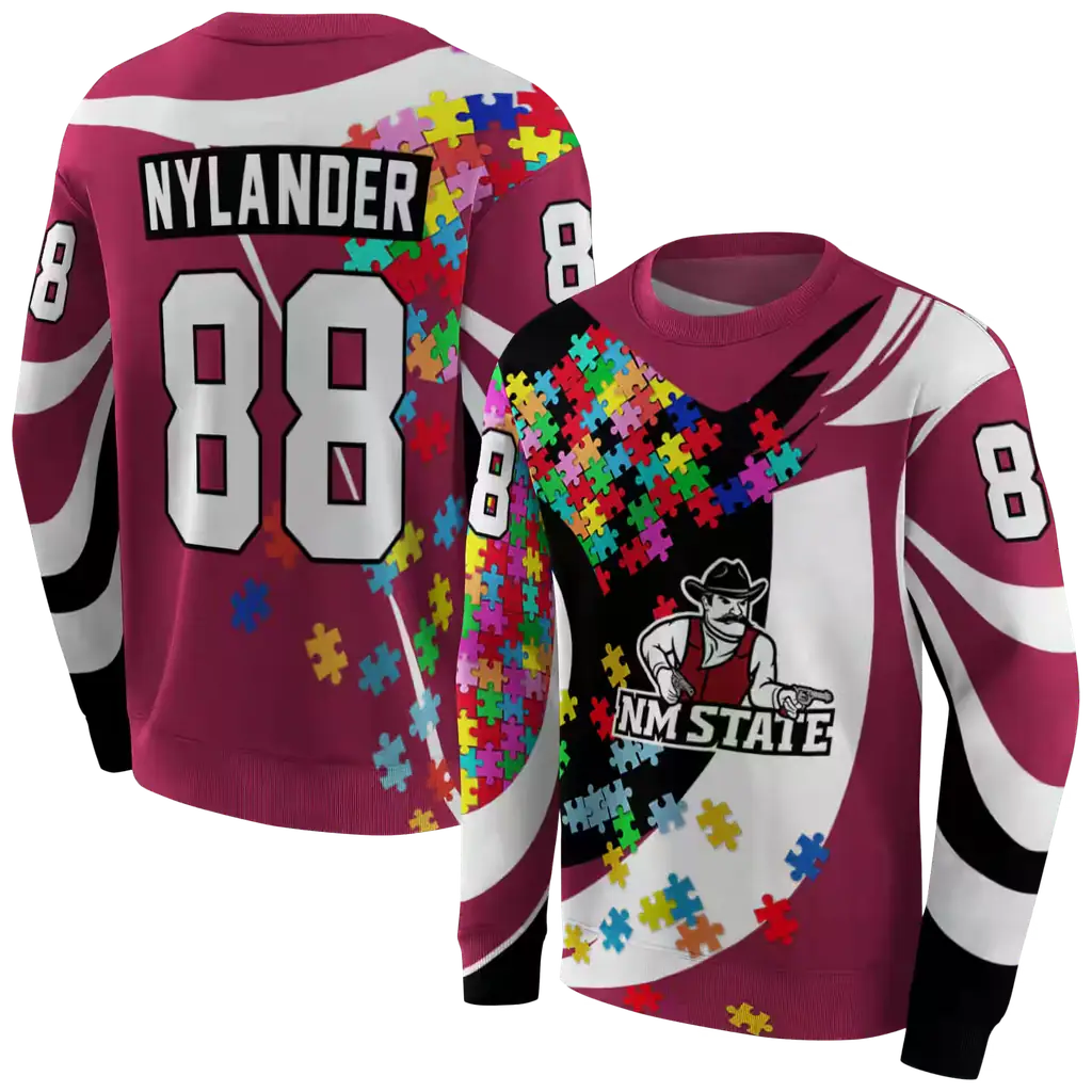 personalized new mexico state aggies puzzle pieces crimson hoodie premium grade personalized new mexico state aggies puzzle pieces crimson hoodie premium grade