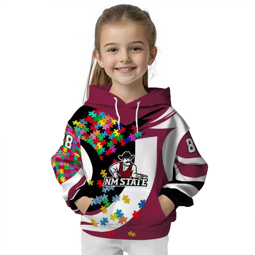personalized new mexico state aggies puzzle pieces crimson hoodie top rated personalized new mexico state aggies puzzle pieces crimson hoodie top rated