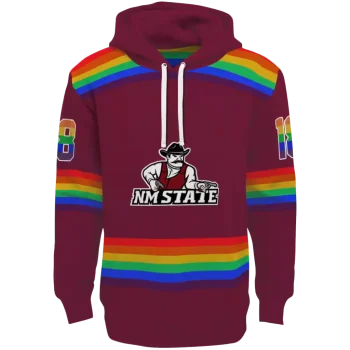 personalized new mexico state aggies rainbow stripes crimson hoodie best selling