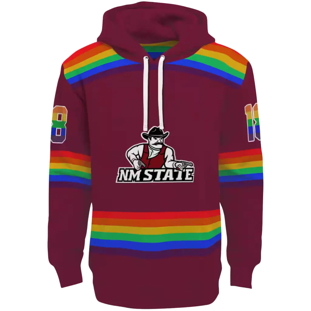 personalized new mexico state aggies rainbow stripes crimson hoodie best selling personalized new mexico state aggies rainbow stripes crimson hoodie best selling