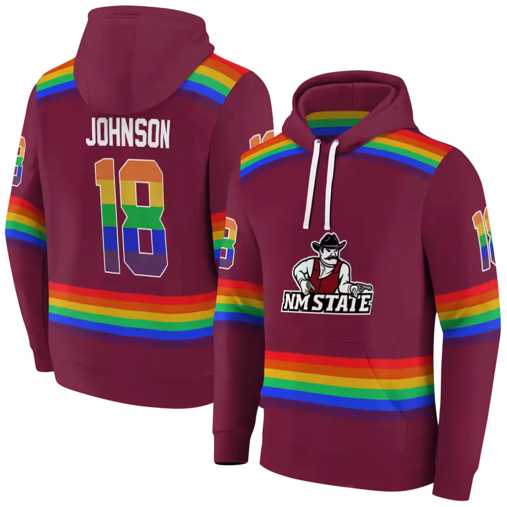 personalized new mexico state aggies rainbow stripes crimson hoodie fashion forward personalized new mexico state aggies rainbow stripes crimson hoodie fashion forward