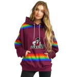 personalized new mexico state aggies rainbow stripes crimson hoodie best selling
