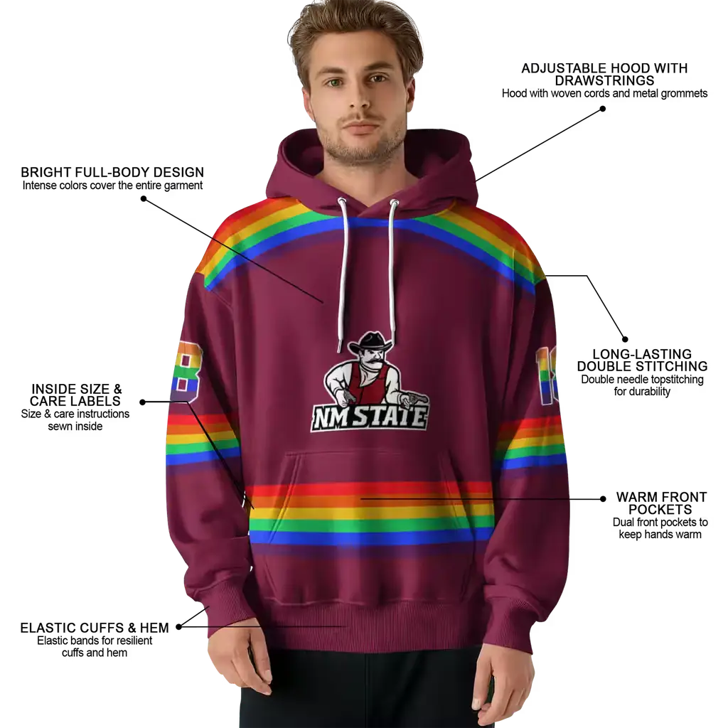 personalized new mexico state aggies rainbow stripes crimson hoodie latest model personalized new mexico state aggies rainbow stripes crimson hoodie latest model