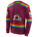 personalized new mexico state aggies rainbow stripes crimson hoodie best selling