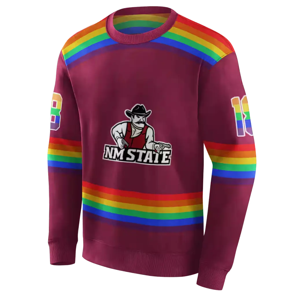 personalized new mexico state aggies rainbow stripes crimson hoodie new arrival personalized new mexico state aggies rainbow stripes crimson hoodie new arrival