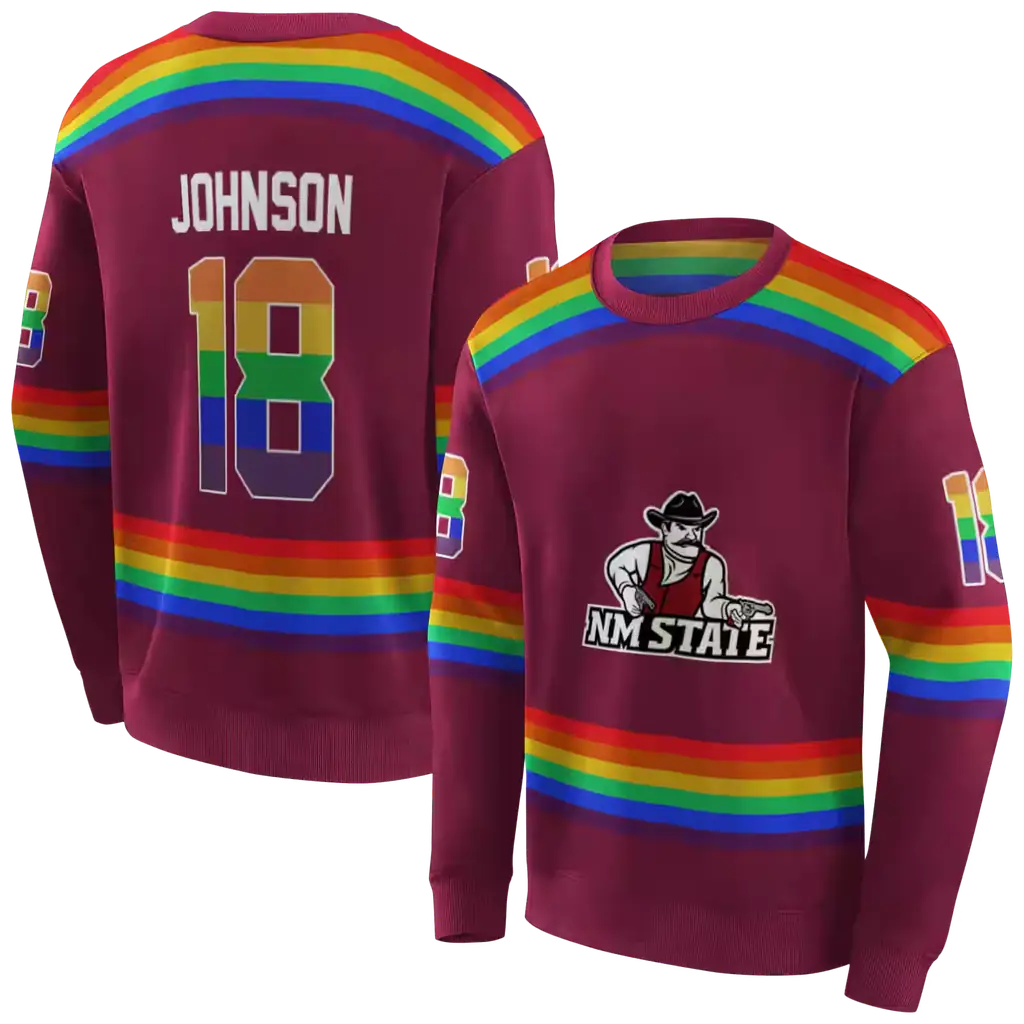 personalized new mexico state aggies rainbow stripes crimson hoodie premium grade personalized new mexico state aggies rainbow stripes crimson hoodie premium grade