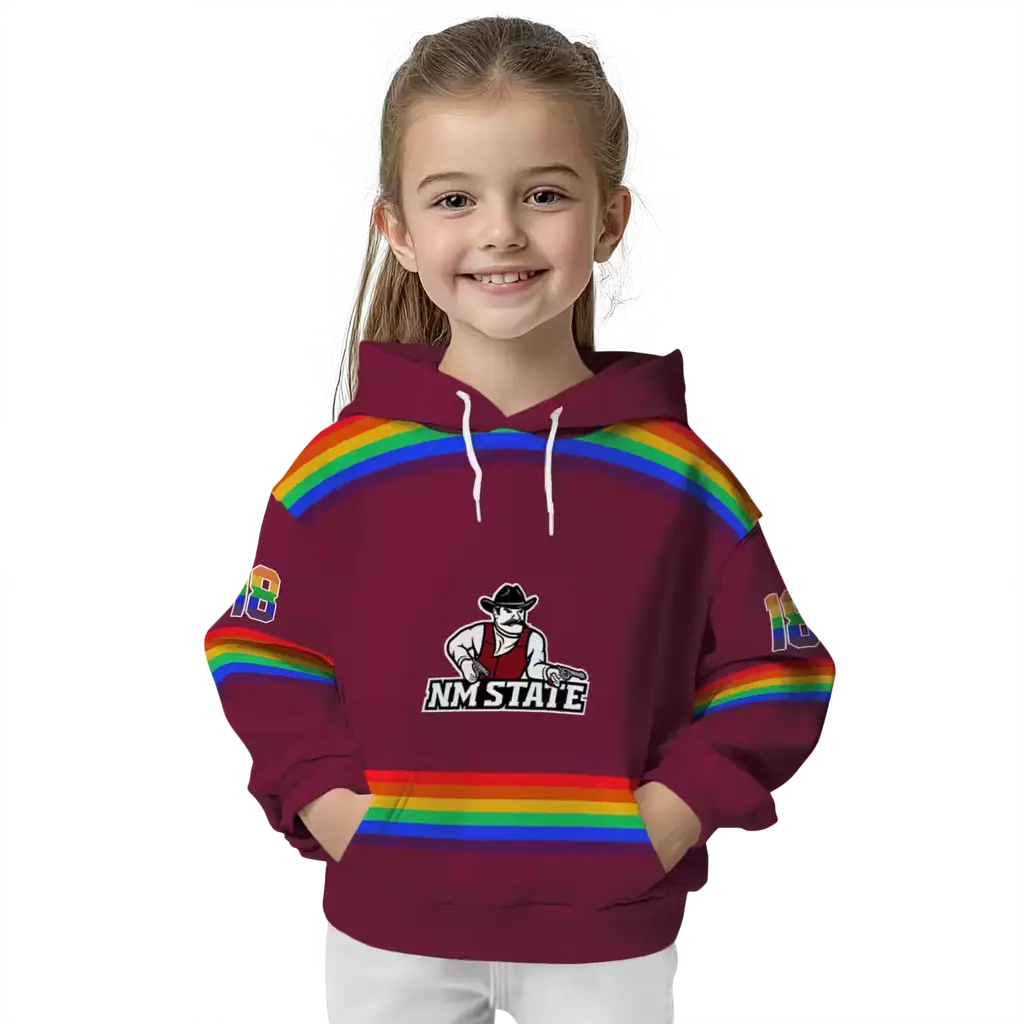 personalized new mexico state aggies rainbow stripes crimson hoodie top rated personalized new mexico state aggies rainbow stripes crimson hoodie top rated