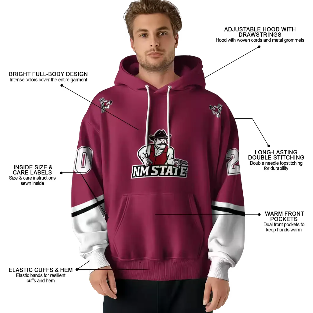 personalized new mexico state aggies striped sleeves crimson hoodie latest model personalized new mexico state aggies striped sleeves crimson hoodie latest model