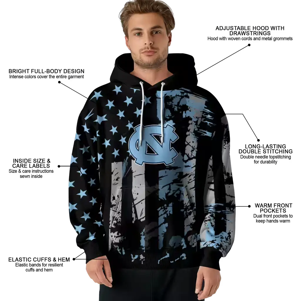 personalized north carolina tar heels distressed flag light blue black hoodie latest model personalized north carolina tar heels distressed flag light blue black hoodie latest model