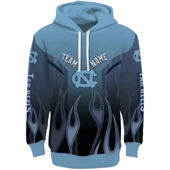personalized north carolina tar heels flame design light blue hoodie best selling