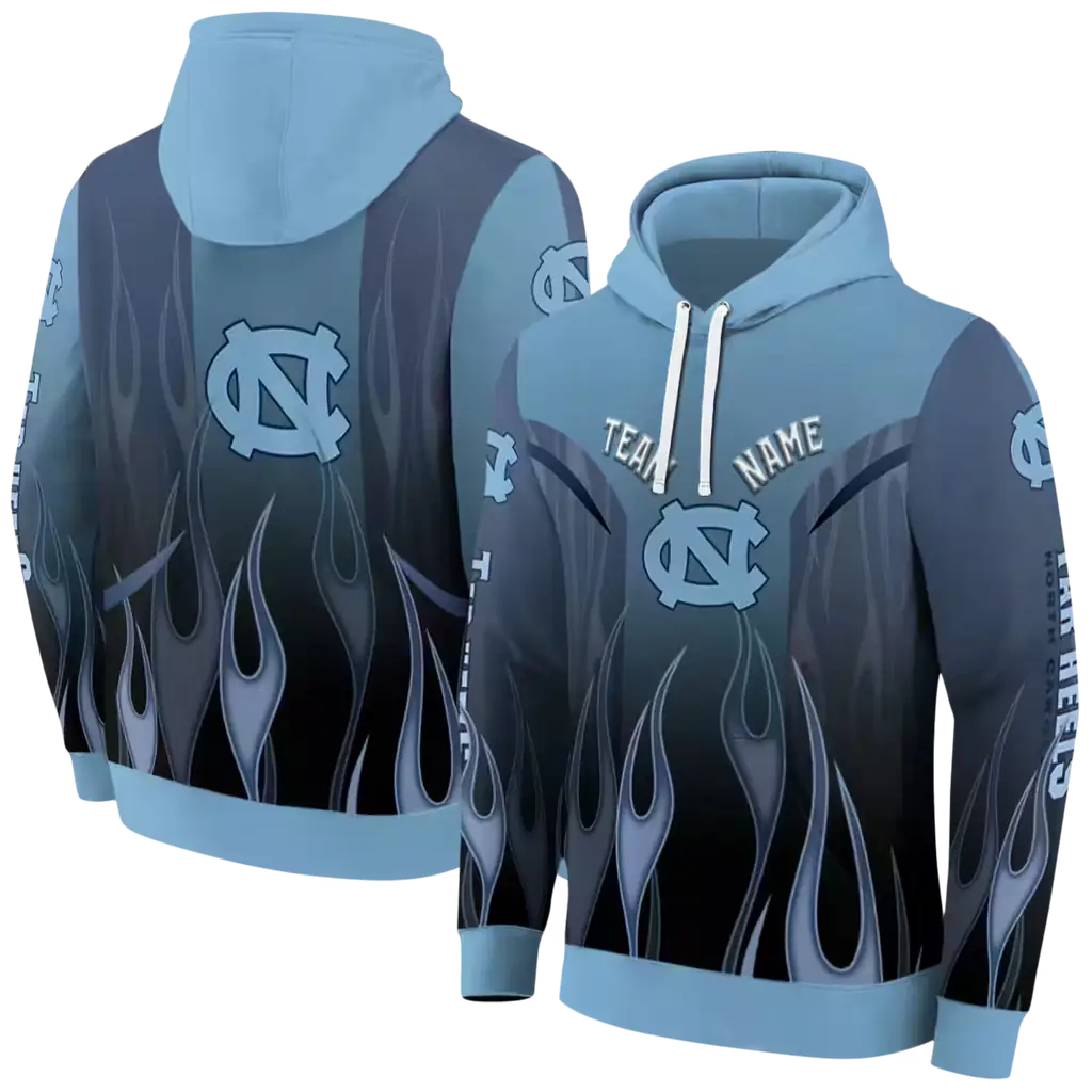 personalized north carolina tar heels flame design light blue hoodie fashion forward personalized north carolina tar heels flame design light blue hoodie fashion forward