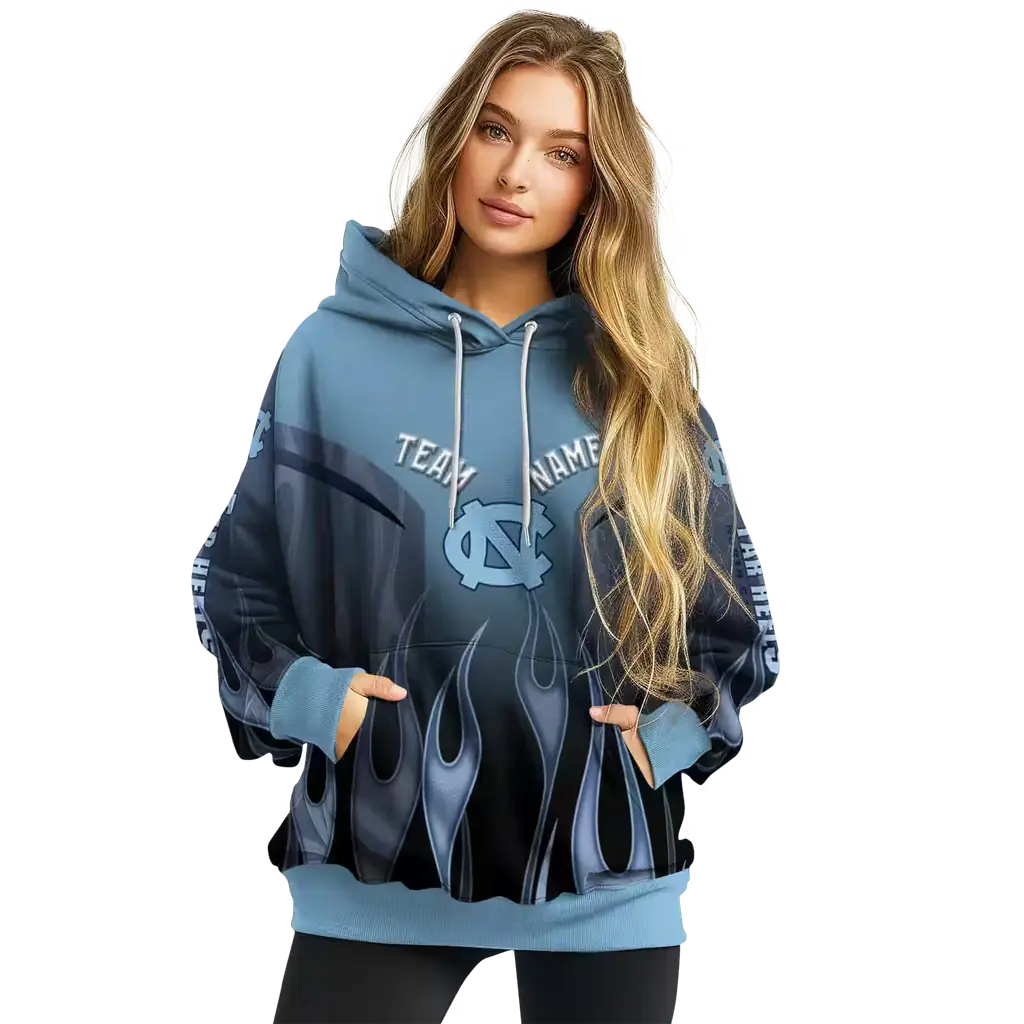 personalized north carolina tar heels flame design light blue hoodie high quality personalized north carolina tar heels flame design light blue hoodie high quality