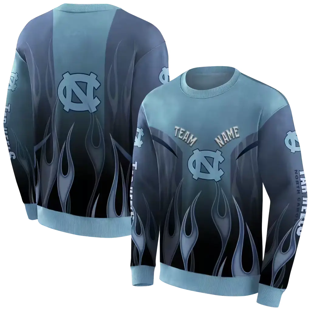 personalized north carolina tar heels flame design light blue hoodie premium grade personalized north carolina tar heels flame design light blue hoodie premium grade