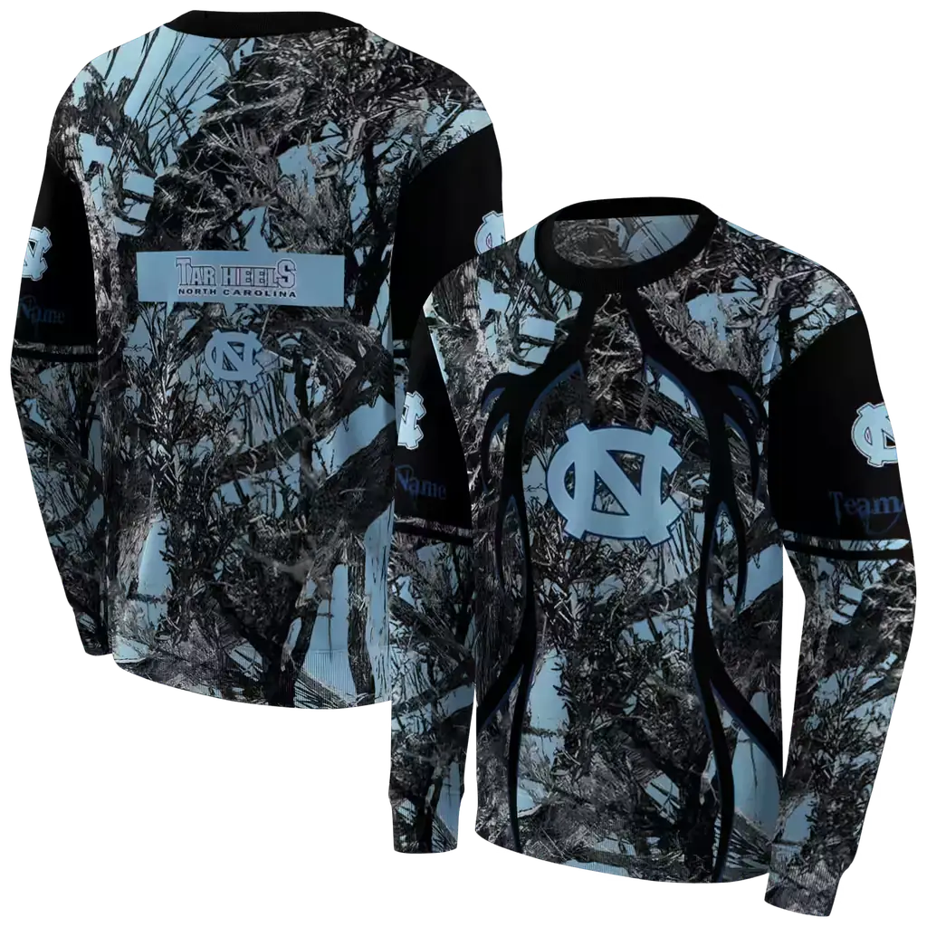 personalized north carolina tar heels hunting theme light blue black hoodie premium grade personalized north carolina tar heels hunting theme light blue black hoodie premium grade