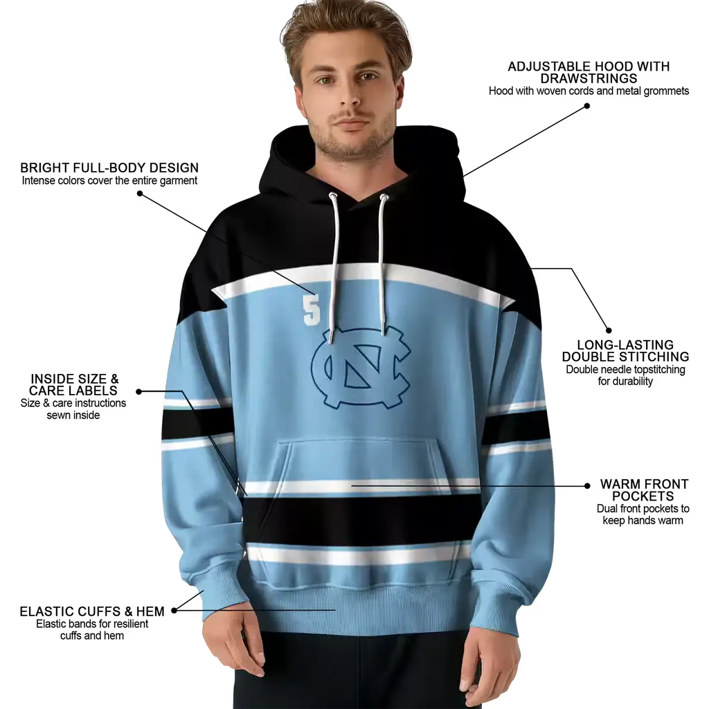 personalized north carolina tar heels striped pattern light blue hoodie latest model personalized north carolina tar heels striped pattern light blue hoodie latest model