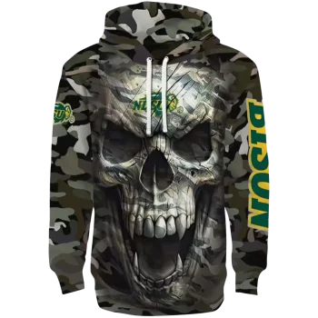 personalized north dakota state bison camo skull hoodie best selling
