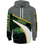 personalized north dakota state bison hexagonal mesh green black gray hoodie best selling